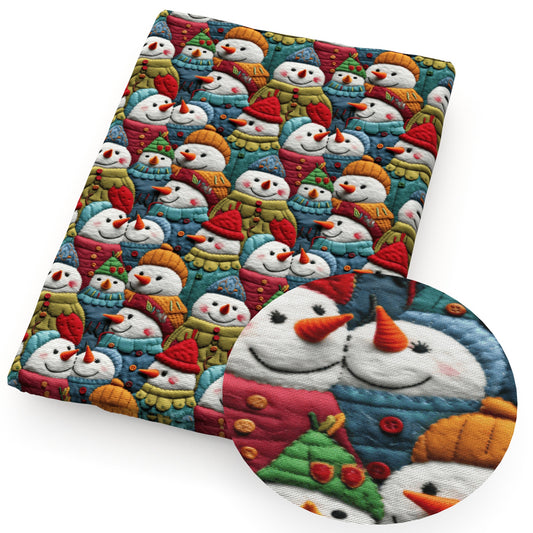 imitation embroidery series snowman christmas day fabric