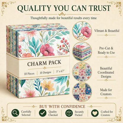 10Pc/Set Flower Series Fat Quarter Fabric, Pre-Cut Square Fabric Assort, Fabric Set, Craft Fabric, Handmade DIY Patchwork Fabric,Home Quilting Sewing Fabric, Packaging Fabric, Scrapbooking Craft Hobbyist