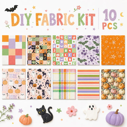 10pcs Charm Pack Set Bat Pumpkin Halloween Pattern Vintage Style Handmade DIY with Rich Color and Texture Elements 100% Polyester Patchwork in 10 Design Styles Suitable for Patchwork DIY Craft Projects DIY Wallet Making Gift Giving Bag Making Mother's Day