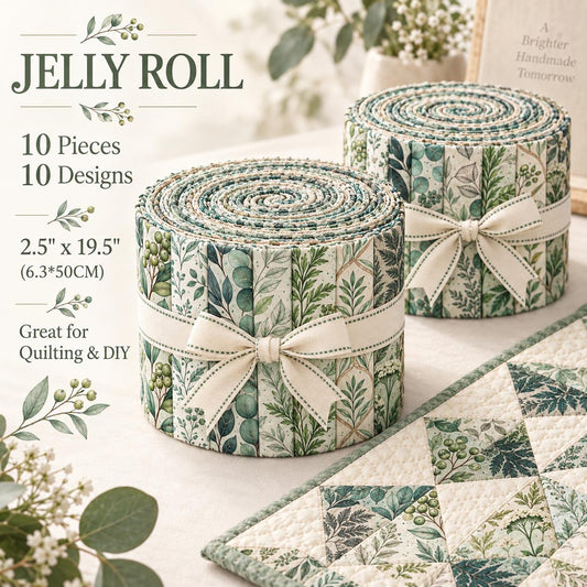 10pcs Vintage Floral Leaf Pattern Jelly Roll Fabric Strips 2.5X19.7inch Pre-Cut 100% Polyester For Patchwork Quilts, Table Runners, Placemats, Tote Bags, Storage Pouches, Makeup Bags, Coasters, Quilt Blocks & Binding
