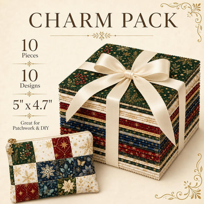 10pcs Charm Pack Set Christmas Holly Snow Pattern Vintage Style Handmade DIY with Rich Color and Texture Elements 100% Polyester Patchwork in 10 Design Styles Suitable for Patchwork DIY Craft Projects DIY Wallet Making Gift Giving Bag Making Mother's Day