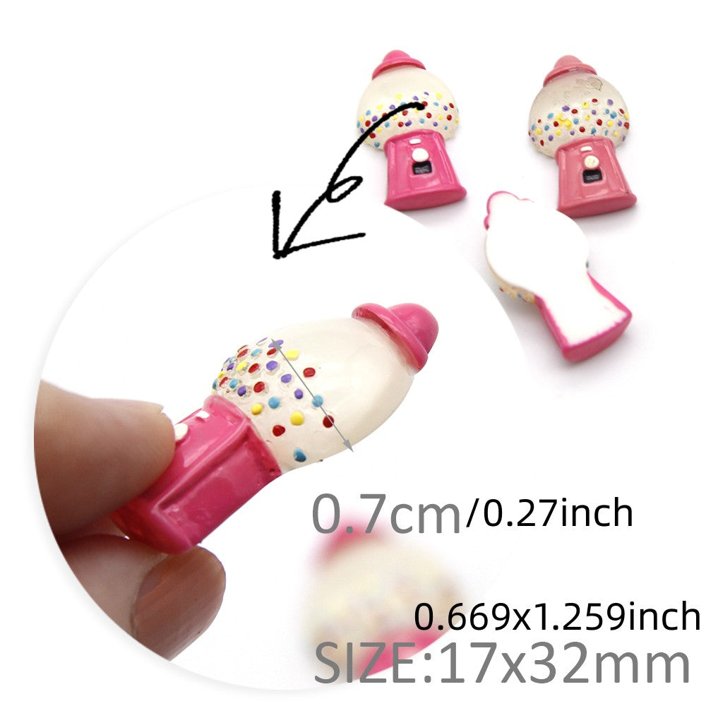 5pcs Acrylic Resin Candy Machine Charms-3D Cabochons for DIY Phone Cases, Keychains, Fridge Decor & Accessories