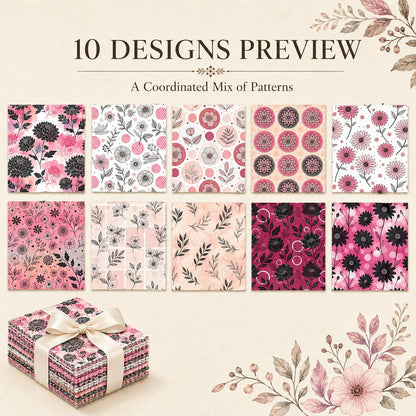10Pc/Set Flower Dot Series Fat Quarter Fabric, Pre-Cut Square Fabric Assort, Fabric Set, Craft Fabric, Handmade DIY Patchwork Fabric,Home Quilting Sewing Fabric, Packaging Fabric, Scrapbooking Craft Hobbyist