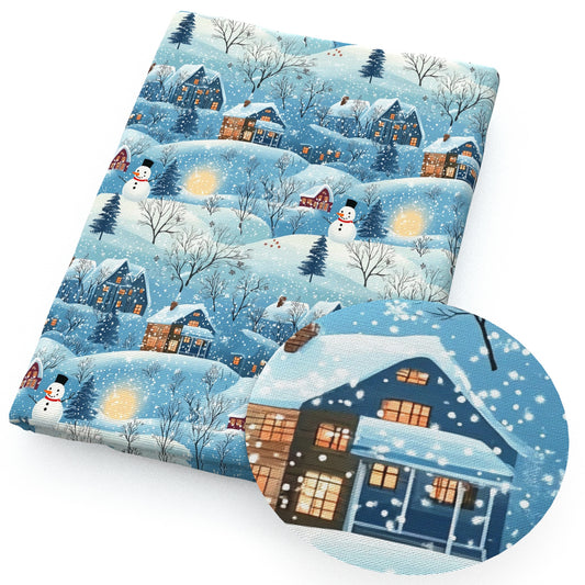 winter snowflakesnow snowman fabric