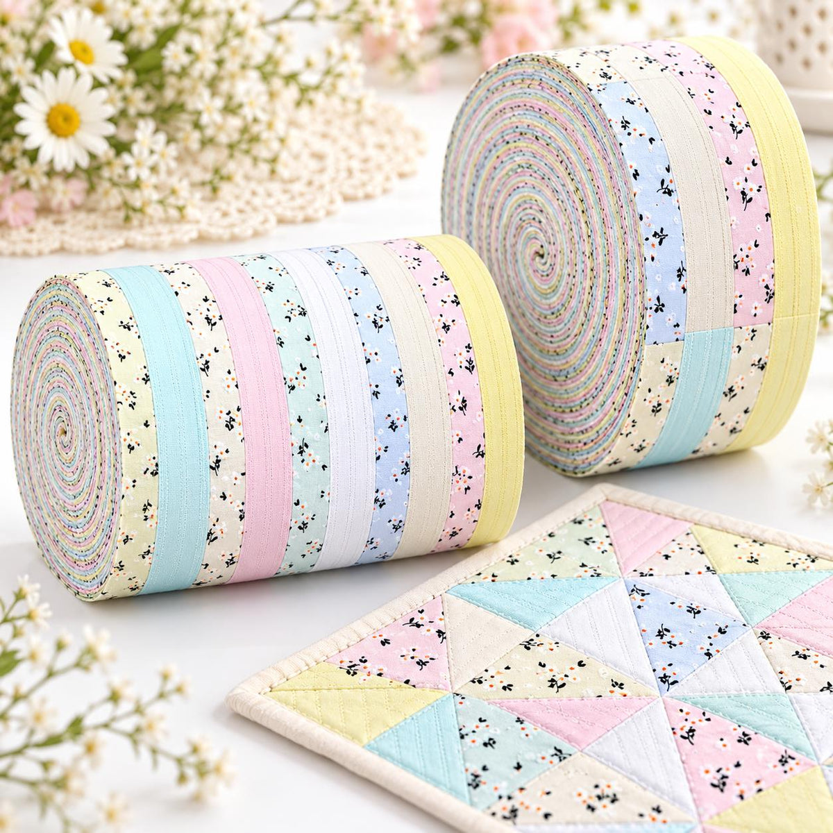10pcs Vintage Floral Pattern Jelly Roll Fabric Strips 2.5X19.7inch Pre-Cut 100% PolyesterFor Patchwork Quilts, Table Runners, Placemats, Tote Bags, Storage Pouches, Makeup Bags, Coasters, Quilt Blocks & Binding