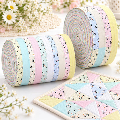 10pcs Vintage Floral Pattern Jelly Roll Fabric Strips 2.5X19.7inch Pre-Cut 100% PolyesterFor Patchwork Quilts, Table Runners, Placemats, Tote Bags, Storage Pouches, Makeup Bags, Coasters, Quilt Blocks & Binding