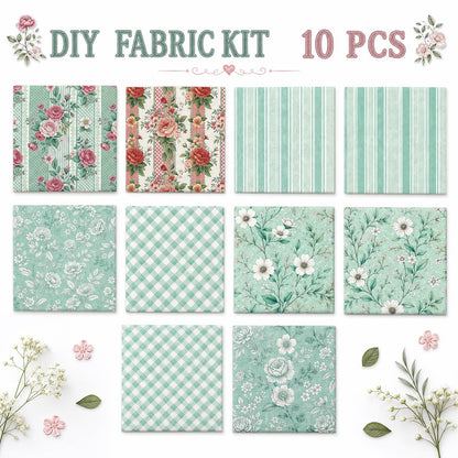 10pcs Charm Pack Set Floral Vintage Style Pattern Handmade DIY with Rich Color and Texture Elements 100% Polyester Patchwork in 10 Design Styles Suitable for Patchwork DIY Craft Projects DIY Wallet Making Gift Giving Bag Making Mother's Day Gift