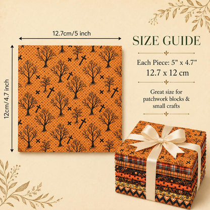 10Pc/Set Autumn Orange Series Ladybug Stripe Bee Dot Hexagon Fat Quarter Fabric, Pre-Cut Square Fabric Assort, Fabric Set, Craft Fabric, Handmade DIY Patchwork Fabric,Home Quilting Sewing Fabric, Packaging Fabric, Scrapbooking Craft Hobbyist