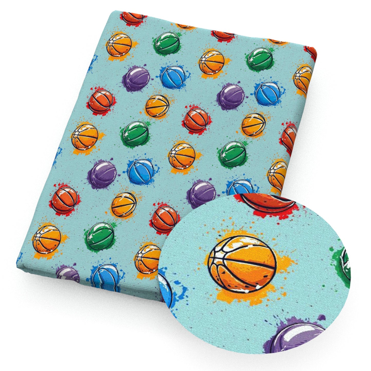 sports teams color series basketball pattern fabric