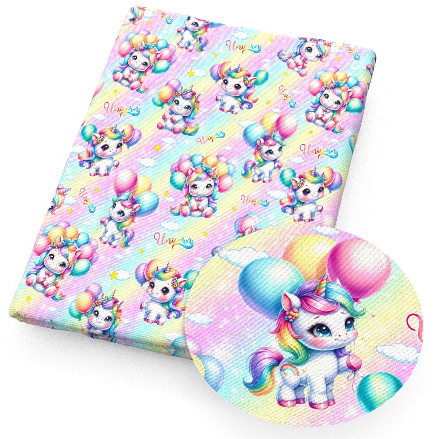 unicorn balloon cloud star starfish rainbow color fabric