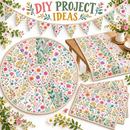 10pcs Vintage Floral Pattern Jelly Roll Fabric Strips 2.5X19.7inch Pre-Cut 100% Polyester For Patchwork Quilts, Table Runners, Placemats, Tote Bags, Storage Pouches, Makeup Bags, Coasters, Quilt Blocks & Binding