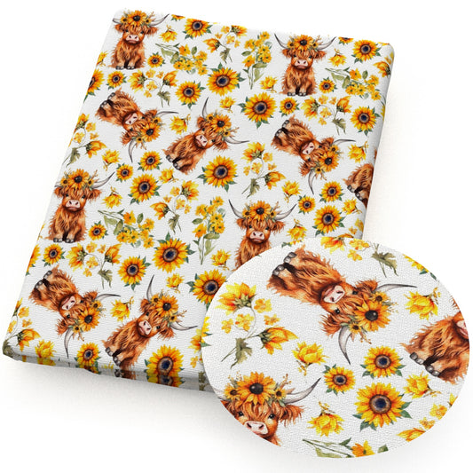 cow sunflower fabric