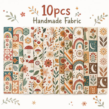 10pcs Vintage Plaid Pumpkin Floral Pattern Jelly Roll Fabric Strips 2.5X19.7inch Pre-Cut 100% Polyester For Patchwork Quilts, Table Runners, Placemats, Tote Bags, Storage Pouches, Makeup Bags, Coasters, Quilt Blocks & Binding