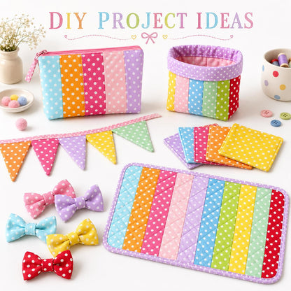 10pcs Vintage Dot Pattern Purple Jelly Roll Fabric Strips 2.5X19.7inch Pre-cut 100% Polyester for Patchwork Quilts, Table Runners, Placemats, Tote Bags, Storage Pouches, Makeup Bags, Coasters, Quilt Blocks & Binding Multi-color