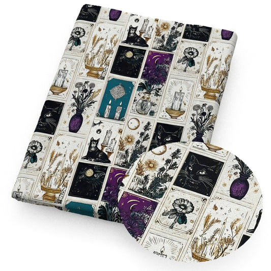 cat moon candles tarot card flowerfloral vase fabric