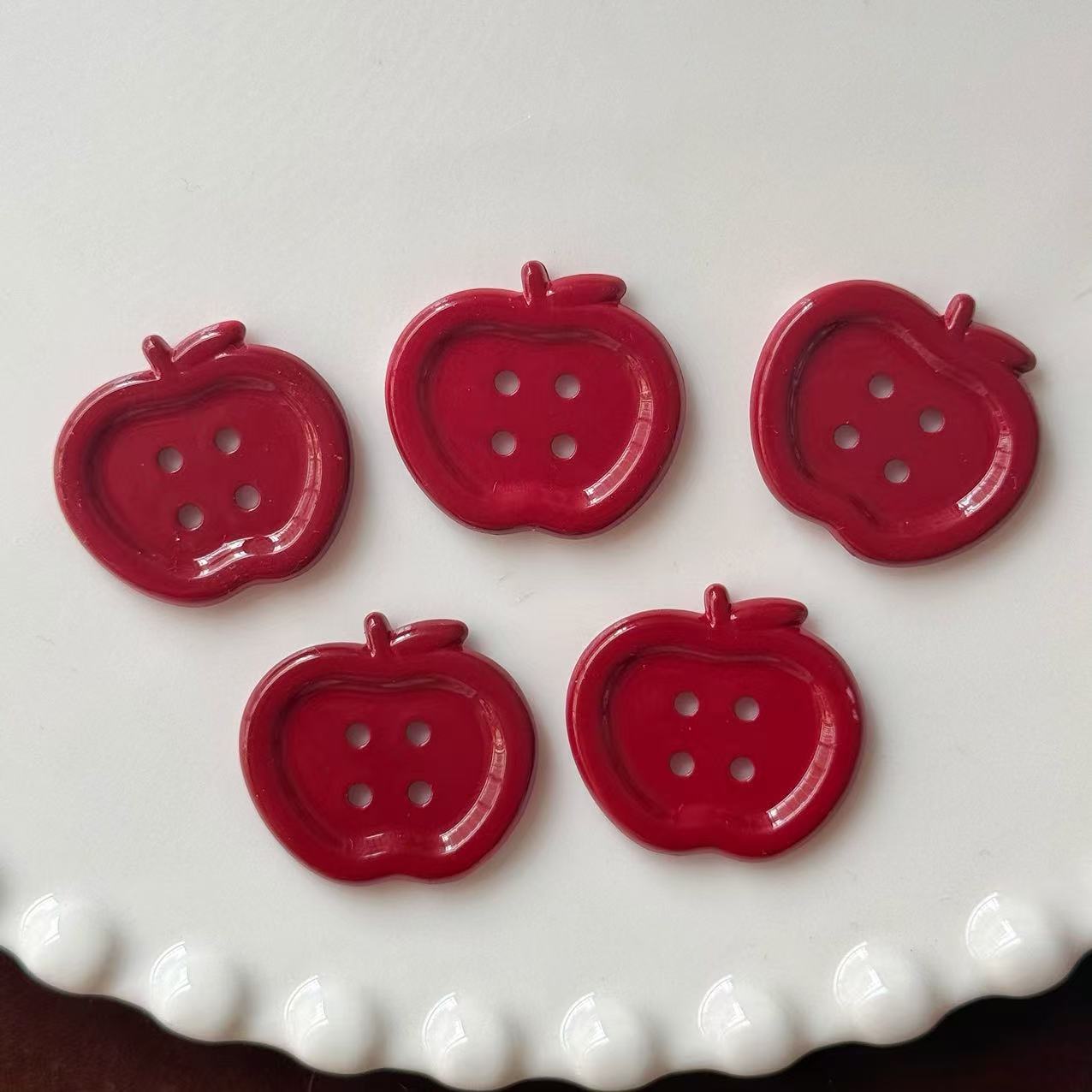 10pcs Red Apple Buttons for DIY Handmade Materials Headdress Shoe Flower Decoration Dolls Sewing Accessories