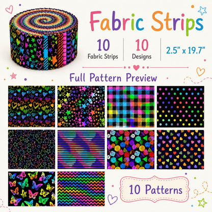 10Pc/Set, Making 10 Images 1pc Each, Each Size: 6.3*50cm Dark Series Dots Butterfly Iridescent Series Sliced Fabric Set Style Combination, Polyester Jelly Roll Fabric Strips, Pre-Cut Quilting Squares, For Quilting DIY, Handicrafts And Sewing, Blankets, Ru