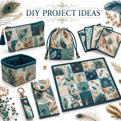 10pcs Charm Pack Set Peacock Feathers VIntage Style Pattern HAndmade DIY With Rich Color and Texture Elements 100% Polyester Patchwork in 10 Design Styles Suitable For Patchwork DIY Craft Projects DIY Wallet Making Gift Giving Bag Making Mother's Day Gift