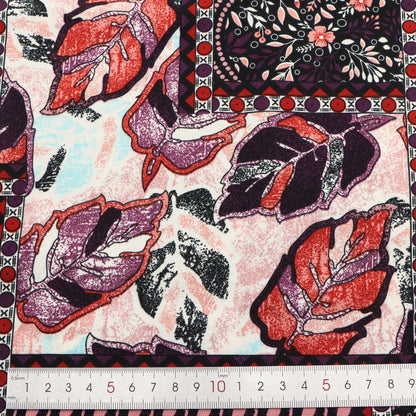 1Pc Geometric Patterns flower leaf Ethnic Style 100%polyester Fabric - 59x19.68inch(150x50cm) Pre-cut Fabric,Perfect for DIY Sewing,Bags,Party Decor, Tablecloths, Gift Wrapping,Cushions & Furniture Covers