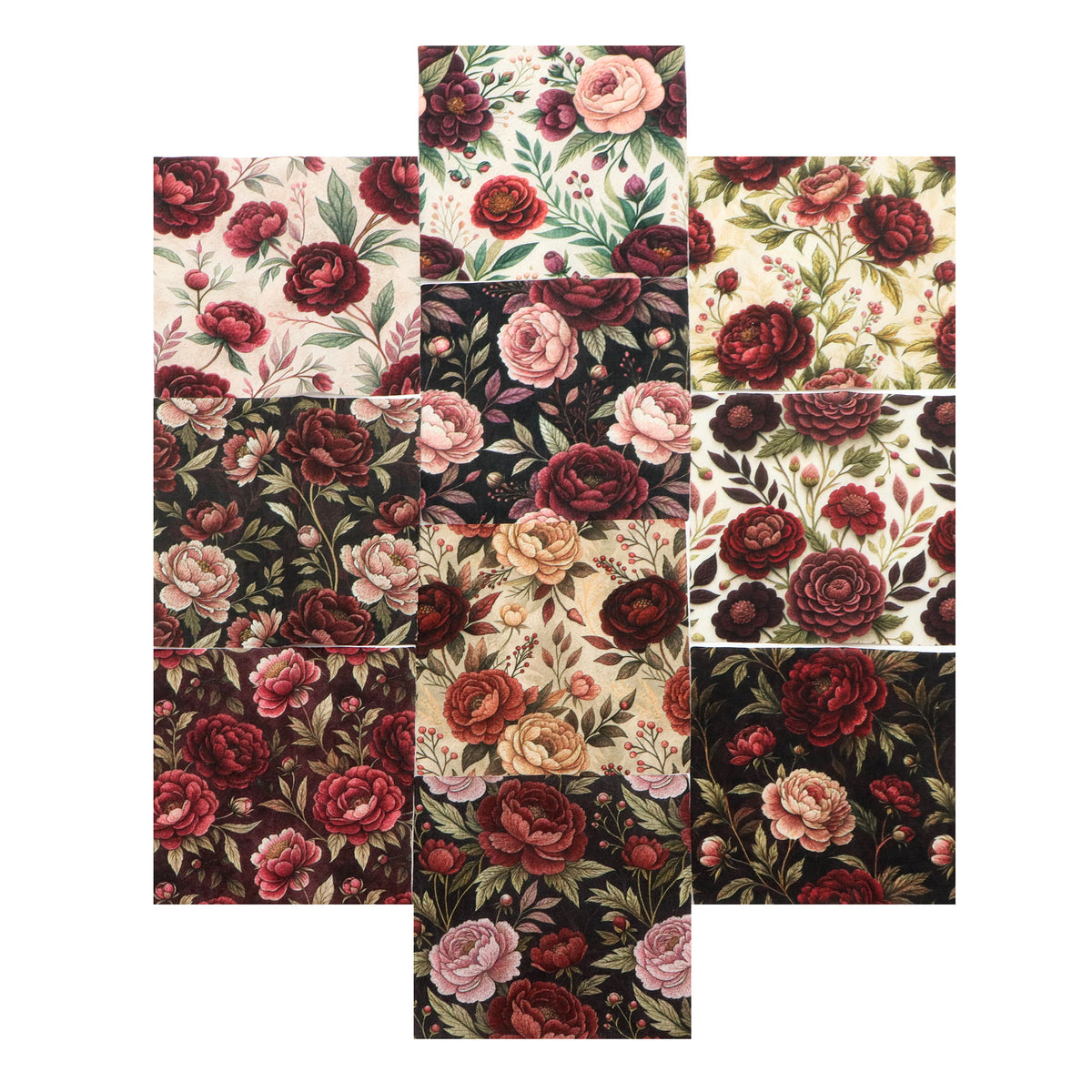 10Pc/Set Peony Flower Series Fat Quarter Fabric, Pre-Cut Square Fabric Assort, Fabric Set, Craft Fabric, Handmade DIY Patchwork Fabric,Home Quilting Sewing Fabric, Packaging Fabric, Scrapbooking Craft Hobbyist