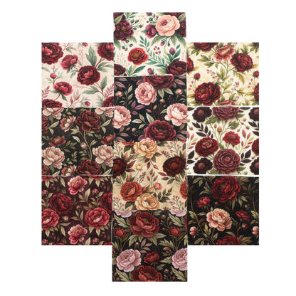 10Pc/Set Peony Flower Series Fat Quarter Fabric, Pre-Cut Square Fabric Assort, Fabric Set, Craft Fabric, Handmade DIY Patchwork Fabric,Home Quilting Sewing Fabric, Packaging Fabric, Scrapbooking Craft Hobbyist