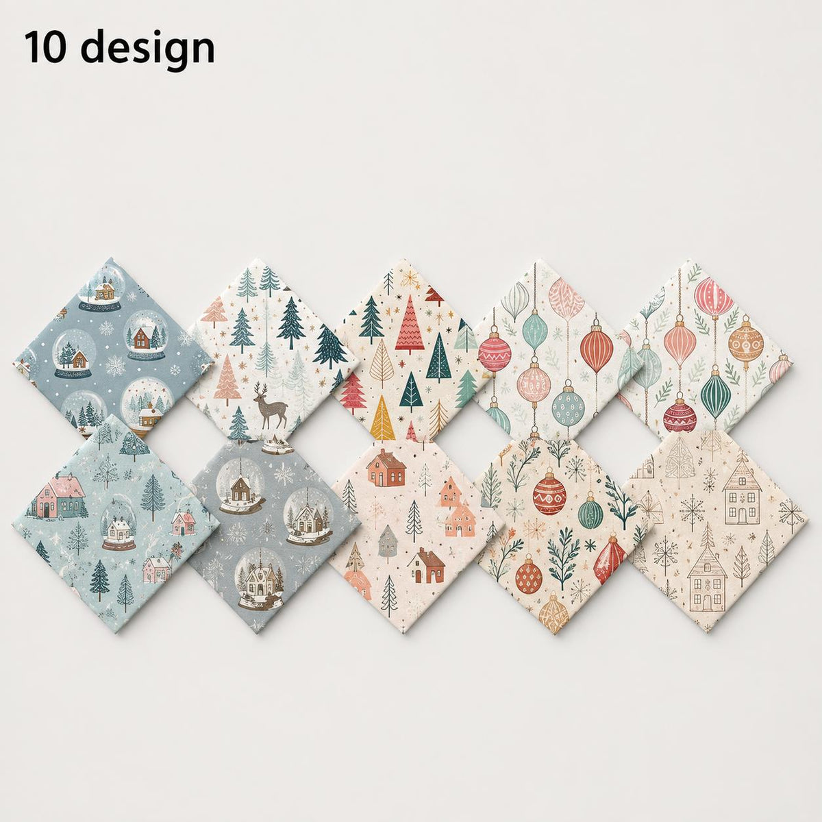 10Pc/Set Christmas Series Deer Tree House Fat Quarter Fabric, Pre-Cut Square Fabric Assort, Fabric Set, Craft Fabric, Handmade DIY Patchwork Fabric,Home Quilting Sewing Fabric, Packaging Fabric, Scrapbooking Craft Hobbyist