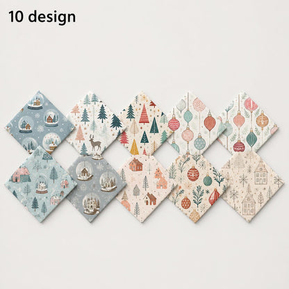 10Pc/Set Christmas Series Deer Tree House Fat Quarter Fabric, Pre-Cut Square Fabric Assort, Fabric Set, Craft Fabric, Handmade DIY Patchwork Fabric,Home Quilting Sewing Fabric, Packaging Fabric, Scrapbooking Craft Hobbyist