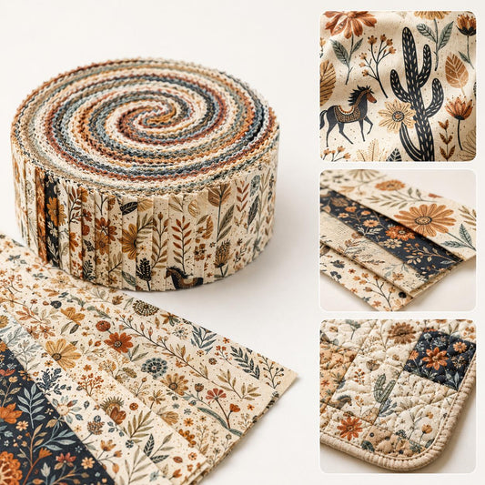 10pcs Vintage Floral Pattern Jelly Roll Fabric Strips 2.5X19.7inch Pre-Cut 100% Polyester For Patchwork Quilts, Table Runners, Placemats, Tote Bags, Storage Pouches, Makeup Bags, Coasters, Quilt Blocks & Binding