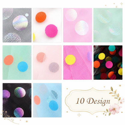 10Pc/Set, Making 10 Images 1pc Each, Each Size: 6.3*50cm Mesh Gauze Dot Series Sliced Fabric Set Style Combination, Polyester Jelly Roll Fabric Strips, Pre-Cut Quilting Squares, For Quilting DIY, Handicrafts And Sewing, Blankets, Rugs, Interior Decoration