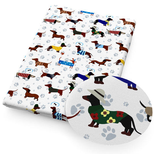 dogpuppy footprint paw bonesfish bonesdog bones flowerfloral fabric