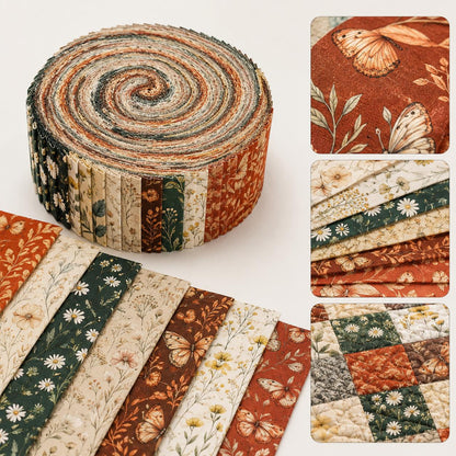 10pcs Vintage Floral Pattern Jelly Roll Fabric Strips 2.5X19.7inch Pre-Cut 100% Polyester For Patchwork Quilts, Table Runners, Placemats, Tote Bags, Storage Pouches, Makeup Bags, Coasters, Quilt Blocks & Binding