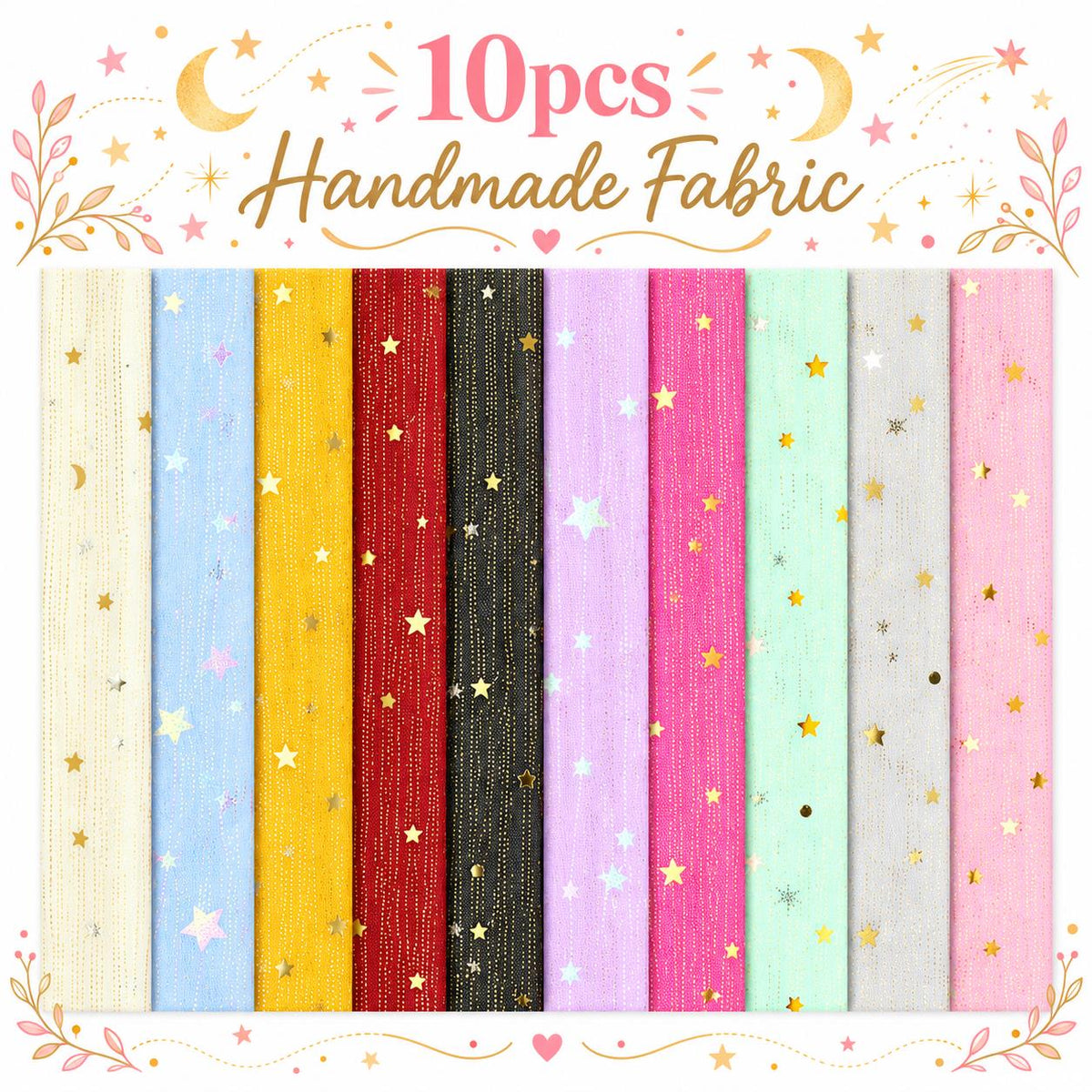 10pcs Vintage Butterfly Mesh Gauze Lace Series Jelly Roll Fabric Strips 2.5X19.7inch Pre-cut 100% Polyester for Patchwork Quilts, Table Runners, Placemats, Tote Bags, Storage Pouches, Makeup Bags, Coasters, Quilt Blocks & Binding Multi-color