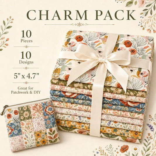 10pcs Charm Pack Set Floral Pattern Vintage Style Handmade DIY with Rich Color and Texture Elements 100% Polyester Patchwork in 10 Design Styles Suitable for Patchwork DIY Craft Projects DIY Wallet Making Gift Giving Bag Making Mother's Day Gift