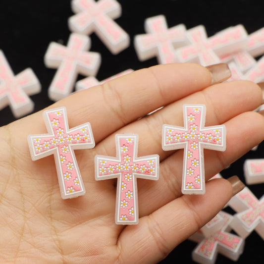 1pc Charming Cross Shaped Silicone Plastic Beads, Focal Pendants Beads for DIY Beading & Jewelry Making, Keychains, and Bag Accessories,Beads & Bead Assortments Easter Decorations
