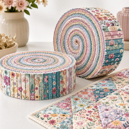10pcs Vintage Floral Sunflower Pattern Jelly Roll Fabric Strips 2.5X19.7inch Pre-Cut 100% Polyester For Patchwork Quilts, Table Runners, Placemats, Tote Bags, Storage Pouches, Makeup Bags, Coasters, Quilt Blocks & Binding