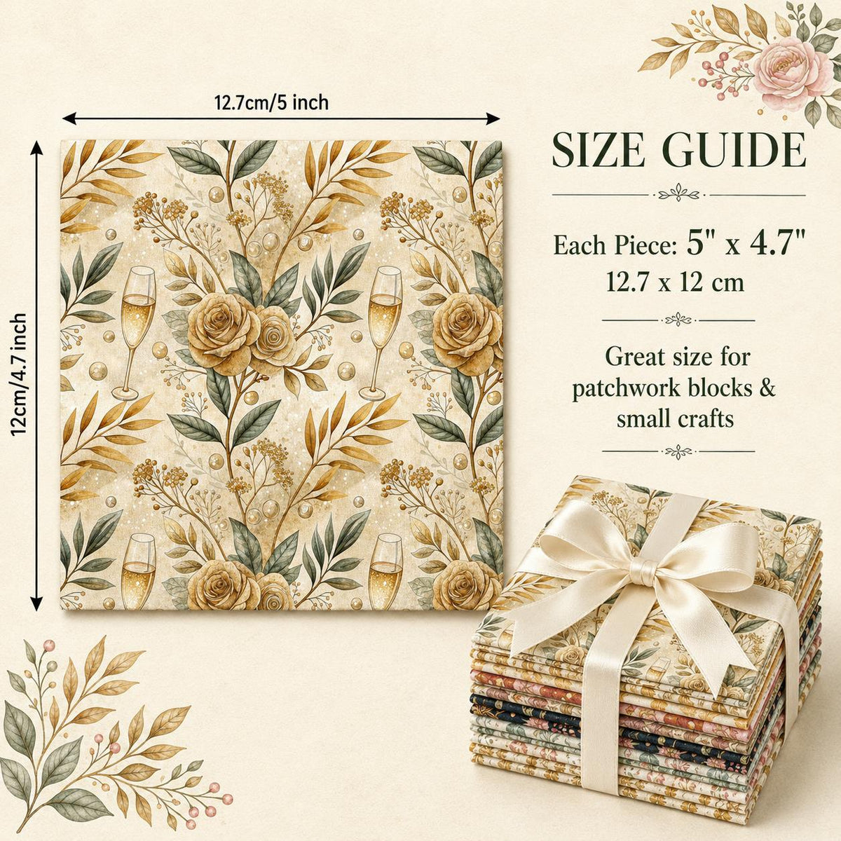 10Pc/Set Flower Series Fat Quarter Fabric, Pre-Cut Square Fabric Assort, Fabric Set, Craft Fabric, Handmade DIY Patchwork Fabric,Home Quilting Sewing Fabric, Packaging Fabric, Scrapbooking Craft Hobbyist