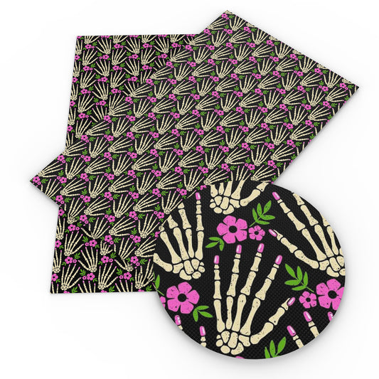 flowerfloral halloween skull ghost skeleton bones handpalm fabric