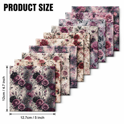 10pcs Charm Pack Set Floral Vintage Style Pattern Handmade DIY with Rich Color and Texture Elements 100% Polyester Patchwork in 10 Design Styles Suitable for Patchwork DIY Craft Projects DIY Wallet Making Gift Giving Bag Making Mother's Day Gift