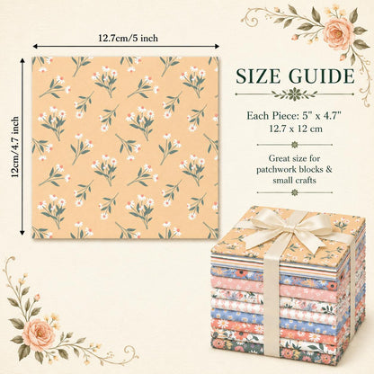 10pcs Charm Pack Set Floral Pattern Vintage Style Handmade DIY with Rich Color and Texture Elements 100% Polyester Patchwork in 10 Design Styles Suitable for Patchwork DIY Craft Projects DIY Wallet Making Gift Giving Bag Making Mother's Day Gift
