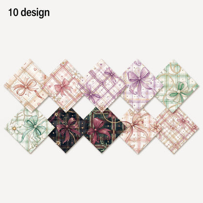 10Pc/Set Flower Plaid Bow Series Fat Quarter Fabric, Pre-Cut Square Fabric Assort, Fabric Set, Craft Fabric, Handmade DIY Patchwork Fabric,Home Quilting Sewing Fabric, Packaging Fabric, Scrapbooking Craft Hobbyist