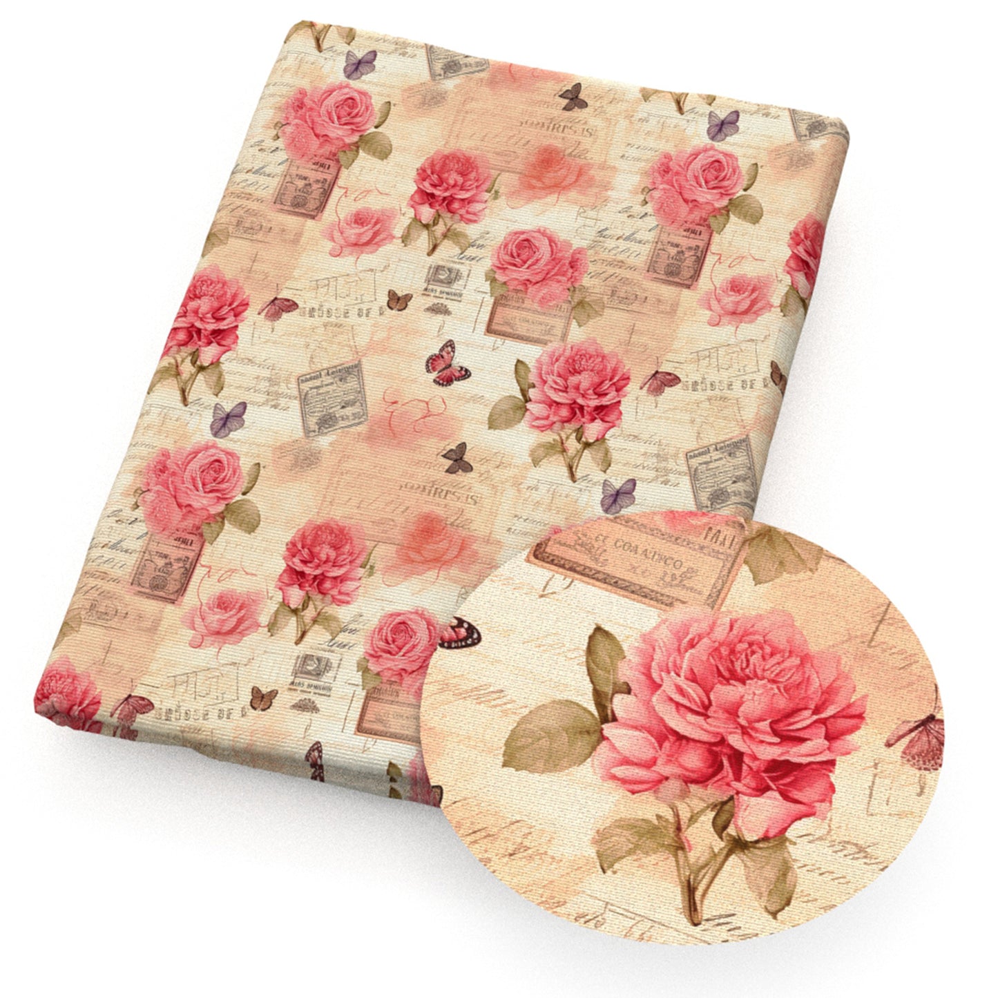 flowerfloral butterfly letters alphabet stamp fabric