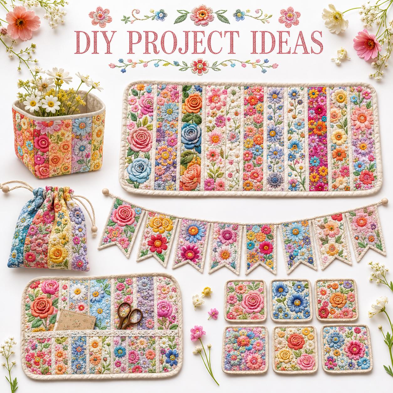 Floral Jelly Roll Quilt Fabric - 10pcs 2.5x19 Inch Polyester Strips For Sewing, Patchwork & Crafting - Precut Fabric Set For DIY Quilting, Table Runners, Storage Pouches, Makeup Bags & Home Decor, Mother'S Day Gift, Birthday Gift For Mom