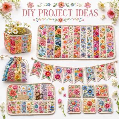 Floral Jelly Roll Quilt Fabric - 10pcs 2.5x19 Inch Polyester Strips For Sewing, Patchwork & Crafting - Precut Fabric Set For DIY Quilting, Table Runners, Storage Pouches, Makeup Bags & Home Decor, Mother'S Day Gift, Birthday Gift For Mom
