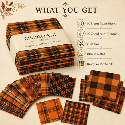 10pcs Charm Pack Set Plaid Pattern Vintage Style Handmade DIY with Rich Color and Texture Elements 100% Polyester Patchwork in 10 Design Styles Suitable for Patchwork DIY Craft Projects DIY Wallet Making Gift Giving Bag Making Mother's Day Gift