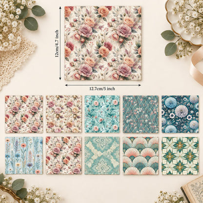 10Pc/Set Flower Series Fat Quarter Fabric, Pre-Cut Square Fabric Assort, Fabric Set, Craft Fabric, Handmade DIY Patchwork Fabric,Home Quilting Sewing Fabric, Packaging Fabric, Scrapbooking Craft Hobbyist