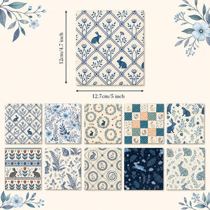 10Pc/Set Flower Series Plaid Rabbit Heart Fat Quarter Fabric, Pre-Cut Square Fabric Assort, Fabric Set, Craft Fabric, Handmade DIY Patchwork Fabric,Home Quilting Sewing Fabric, Packaging Fabric, Scrapbooking Craft Hobbyist