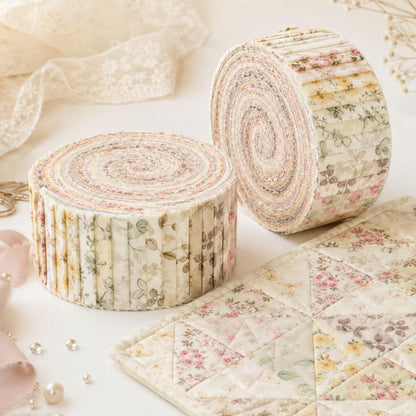 10Pc/Set, Making 10 Images 1pc Each, Each Size: 6.3*50cm Butterfly Floral Beige Series Sliced Fabric Set Style Combination, Polyester Jelly Roll Fabric Strips, Pre-Cut Quilting Squares, For Quilting DIY, Handicrafts And Sewing, Blankets, Rugs, Interior De