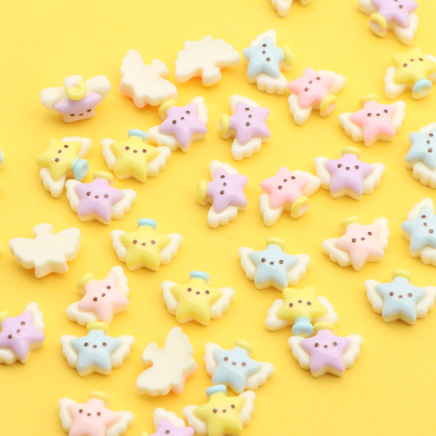 10pcs Resin Flat Back Charms, Charms And Containers Mix Color Star Starfish Wings Shape Resin Cabochons for DIY Crafts, Scrapbooking, Jewelry Making