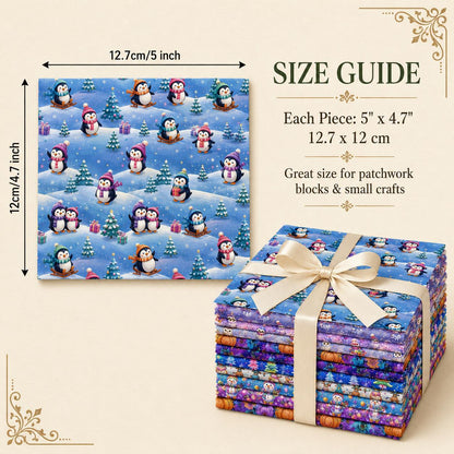 10Pc/Set Christmas Series Pumpkin Deer Crutch Santa Claus, Fat Quarter Fabric, Pre-Cut Square Fabric Assort, Fabric Set, Craft Fabric, Handmade DIY Patchwork Fabric,Home Quilting Sewing Fabric, Packaging Fabric, Scrapbooking Craft Hobbyist