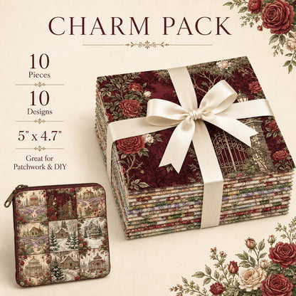 10Pc/Set Flower Rose Christmas Series Tree Fat Quarter Fabric, Pre-Cut Square Fabric Assort, Fabric Set, Craft Fabric, Handmade DIY Patchwork Fabric,Home Quilting Sewing Fabric, Packaging Fabric, Scrapbooking Craft Hobbyist
